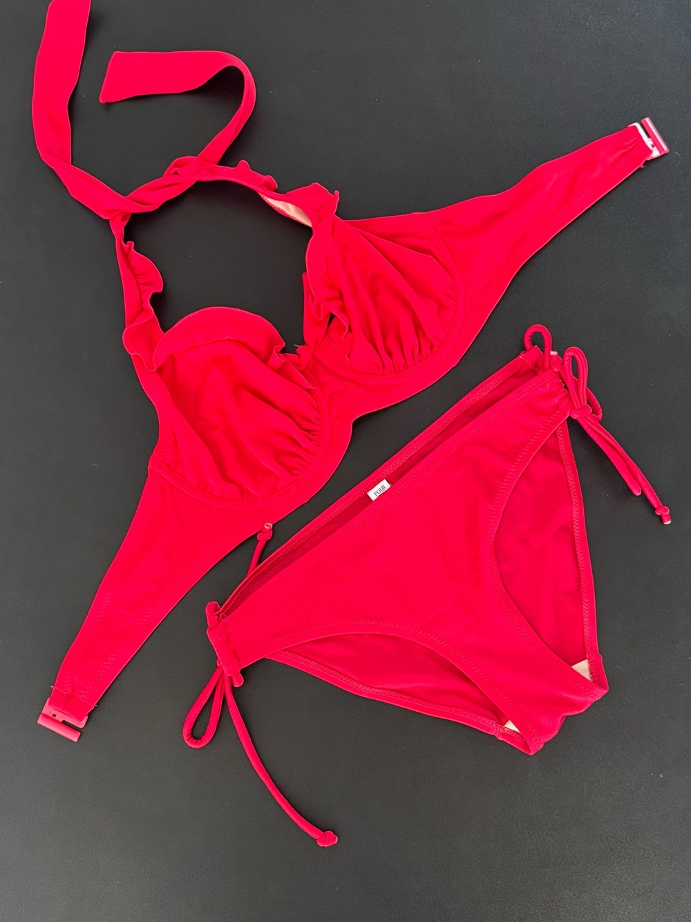 Brand New Unworn Red Tie-Side Underwire Bikini Set